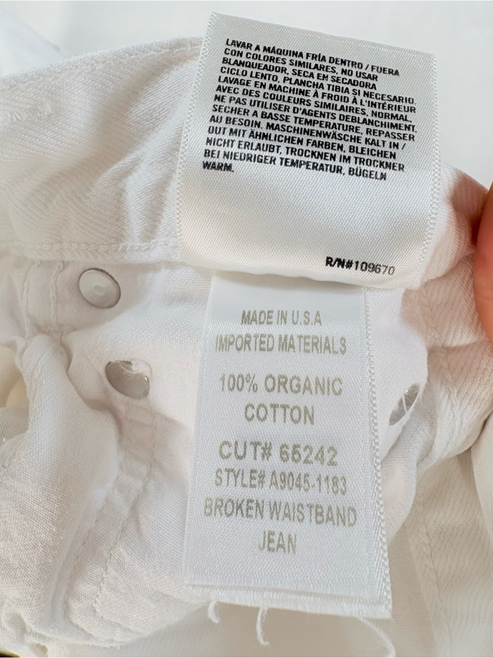Agolde Broken Waistband Jeans White High Rise Organic Cotton Size 24 - Picture 9 of 14